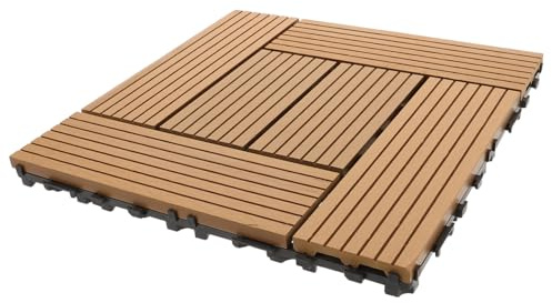 FUTUREORYY Piastrelle da Esterno Incastrabili per Balcone e Giardino Pavimento Antiscivolo e Resistente alle Intemperie con Effetto Legno Facili da Installare per Patio e Veranda