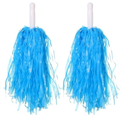 Cheerleading-Pompons, Cheerleader Pompons Kunststoff Mehrfarbig Mit Griff Oder Doppelloch 1 Paar(Handle Blue)