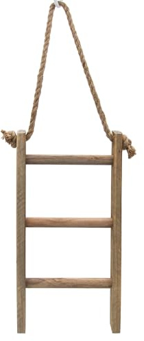 Spetebo Scala decorativa in legno con 3 pioli, design rustico – 40 x 20 cm – Mini scala in legno naturale da appendere o appoggiare – scala in miniatura vintage boho scandi