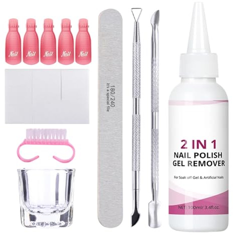Syengery Dépose-Gel - 100ml Nettoyant Rapide et Sûr avec Outils,Dissolvant Vernis - pour Femmes Filles Débutants Manucure Maison Salon Voyage