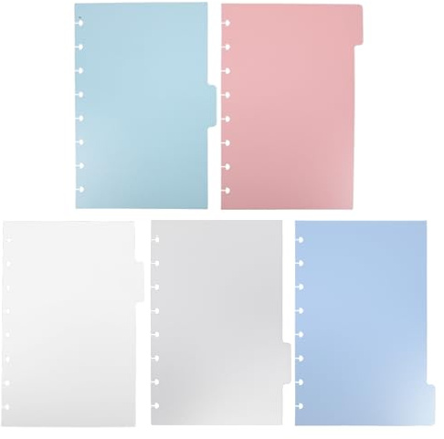 Cabilock Separadores de Carpeta de Plástico 5,5 X 8,5 Pulgadas, 5 Colores, Divisores de Índice Desmontables para Oficina y Estudio, Marcadores de Página Prácticos para Organización Escolar