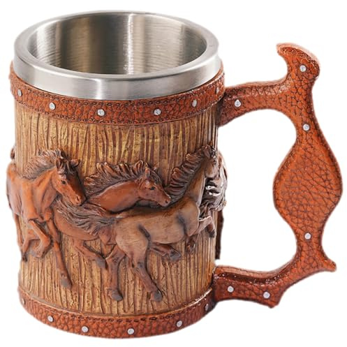 BESPORTBLE Chope à Bière Vintage en Résine Imitation Bois Grosse Capacité 500 Ml Gobelet Créatif Style Tonneau Viking pour Bar Camping et Réunions Entre Amis
