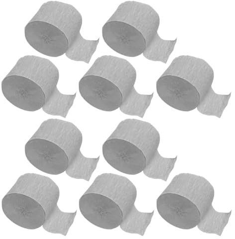 TOYANDONA 10 Pezzi di Stelle Filanti in Carta Crespa Argento 35Cm X 10M Decorazioni Murali per Feste Compleanni e Matrimoni Facili da Appendere e Modellare Set da 10 Pezzi