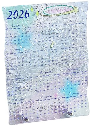 Kalender 2026 | Transparent konstplanerare i akryl, 12 månader med månadskalender | För, sovsal, sovrum, studie, planering, schemaläggning, organisation,