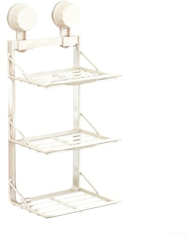 Estante de almacenamiento de cocina multicapa montado en la pared con ventosa, acero al carbono sin taladrar y estante de preparación de alimentos ABS para verduras, cuencos y platos, organizador