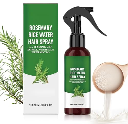 Rosemary and Rice Water Spray for Hair Growth - Moisturising Hair Spray for Women Men - hair Thickening Serum for Nourishing & Strengthening Dry, Frizzy and Split-Ended Hair