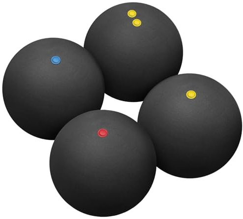 Kichvoe 4 Pezzi Palle da Squash Nere in Gomma ad Alta Elasticità per Allenamento Stabile, Confezione da 4, per Allenamenti in Palestra a Casa