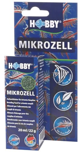 HOBBY Aquaristik Mikrozell I 20 ml I Aufzuchtfutter für Artemia Nauplien im Alter von 8-10 Tagen I Artemia Aufzuchtfutter mit Phytoplankton I vollwertiges Futter zur Lebendfutteraufzucht