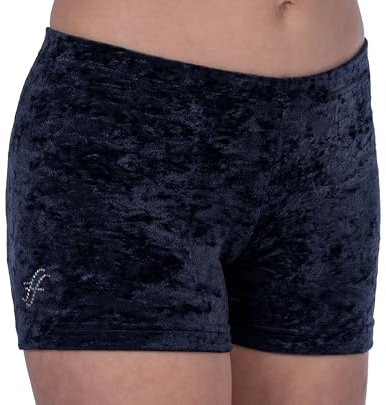 ff FISCHER Turnhose Damen Samtshorty Gymnastik Turn Shorts in wolkigem Samt Fitnesshose Sport 77134, Größe: 40, Farbe: Schwarz