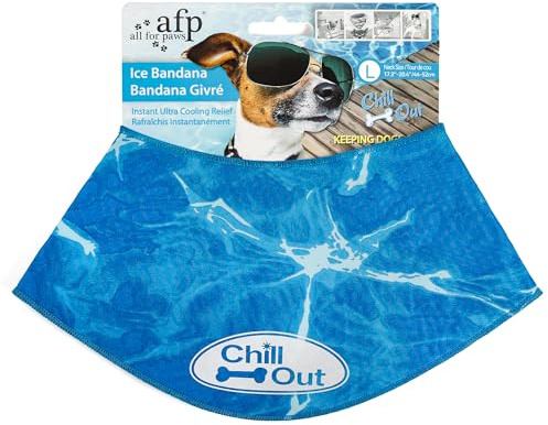 All for Paws Chill Out Ice Bandana, Large | Stilvolles Wasserspritzer-Design, zum Abkühlen in Wasser einweichen, Klettverschluss, Handwäsche