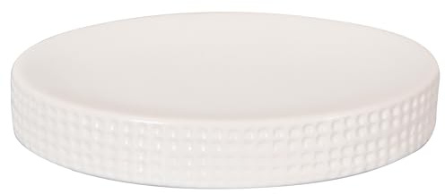 Spirella Seifenschale Steinoptik dekorative Badausstattung Seifenablage Venise aus Keramik Maße: 13 x 10 x 2 cm - Weiß