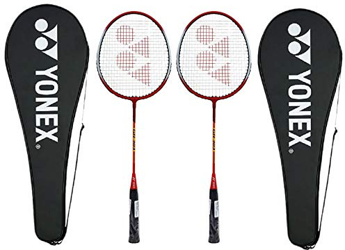 Yonex GR 303 Kombo badmintonracket med heltäckande skydd, set med 2 (röd)