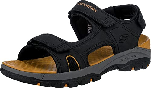 Skechers 204106 Hombre Sandalias de Punta Descubierta, Negro (Black Synthetic Black), 41 EU