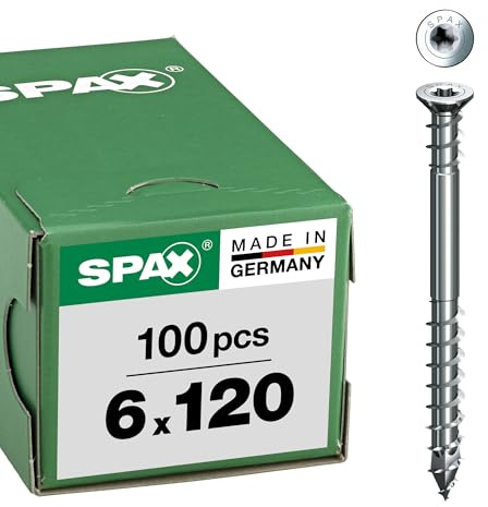 SPAX Vis de réglage, 6 x 120mm, 100 pièces, tête plate, T-STAR plus T30, rainures de retenue, 4CUT, WIROX - 0161010601205