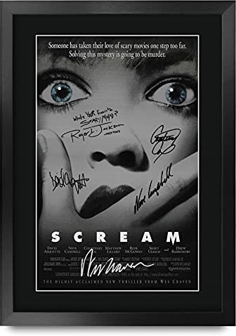 HWC Trading Gedrucktes Poster mit Autogramm für Fans von Film-Erinnerungen FR A3 Scream 1 - Gerahmt A3