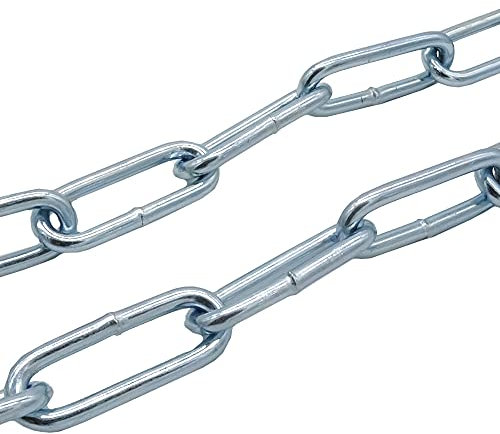 1,5m Eisenkette ø 3mm verschweißt Form-C Stahl verzinkt Rundstahl-Kette Ringkette DIN 5685-1 Belastbarkeit 40 kg