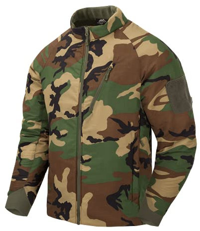 Helikon-Tex Taktische Feldjacke Wolfhound - Outdoor, Patrol - mit Kapuze, zwei Taschen - Winddichte Outdoorjacke - US Woodland - Größe 3XL