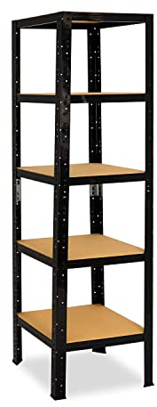 shelfplaza Black 200x60x60cm Schwerlastregal schwarz mit 5 Böden x 175kg | Kellerregal · Lagerregal · Metallregal · Regale für Kellerraum · Steckregal · Abstellraum Regal