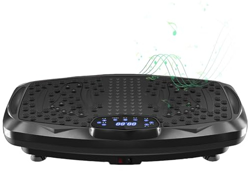 NIMTO Plaque de vibration pour entraînement du corps entier - Plateforme de fitness à domicile et perte de poids - BT + télécommande, 99 niveaux (noir)