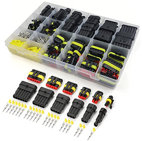 708 Stück 43 Kits Auto Stecker Pins, Zündkerzenstecker, Auto Wasserdichte Steckverbinder 1/2/3/4 Polig Stecker Terminal Set für Motorrad Auto Boat