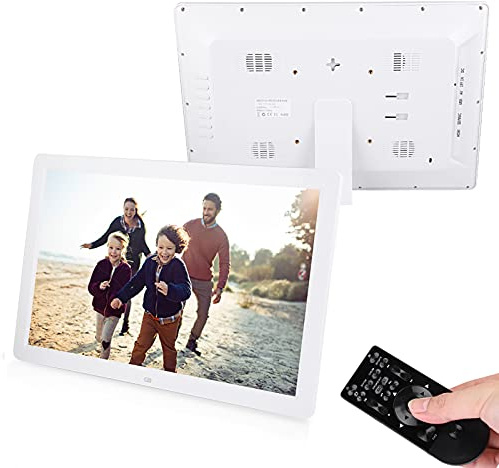 Intelligenter Digitaler Bilderrahmen, 17 Zoll Digitaler Bilderrahmen 1440 X 900 HD-Bilderrahmen mit Wecker Player Album Fernbedienung, Abnehmbarer Halterung, Gute Geschenke(Weiß)