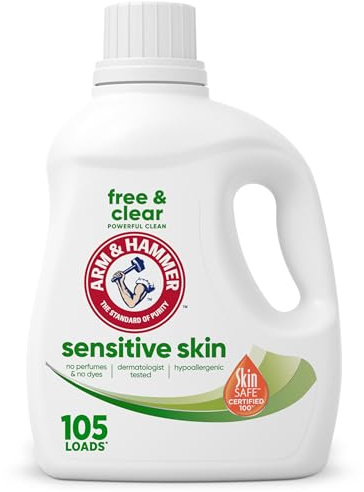 ARM & HAMMER Sensitive Skin Free & Clear Liquid Laundry Detergent, 105 fl oz, 105 Loads