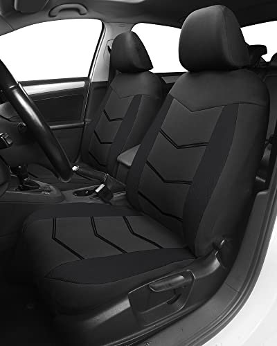 TOYOUN Housses Siège Voiture Avant en Tissu Housse de siège de Voiture Universelle pour 2 sièges Couverture Couvre Siège Auto Respirable Convient à la Plupart des Voitures Camionnette SUV Camion, Noir