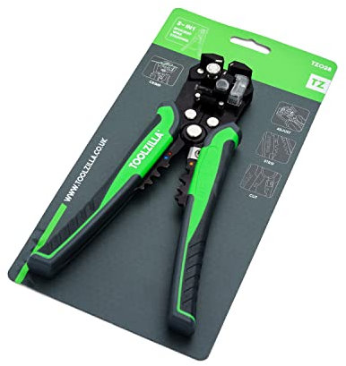 Spelafili e taglierina Toolzilla - Strumento 3 in 1 per scoprire e tagliare i fili da 10-22 AWG - Con naso a pinza, tagliabulloni e crimpatrice per terminali isolati e non isolati