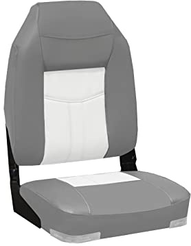 Deluxe folding boat seat with high backrest (grey/white) Deluxe-Klapp-Bootssitz mit hoher Rückenlehne (Grau/Weiss) autositzschoner autositzauflage sitzbezüge auto sofa anglerstuhl camping