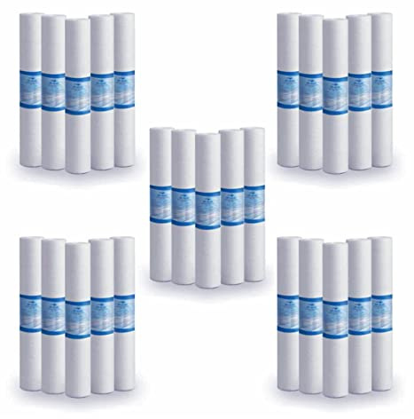 Filtro de sedimentos de 20 pulgadas, 5 micras, ultrafiltración, cisan, elimina arena, barro, partículas de óxido e impurezas suspendidas hasta 5 micras, de polipropileno, 25 unidades