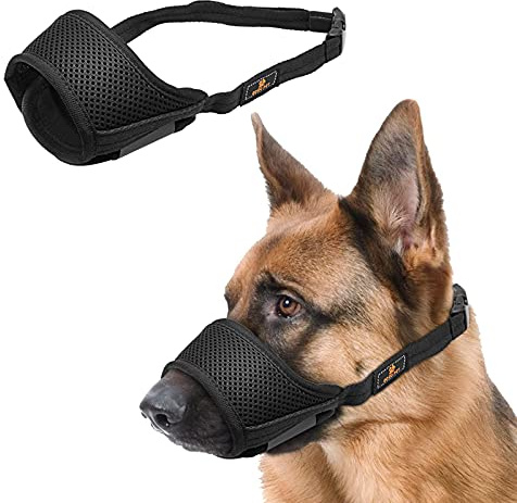 WuGu Museliere pour Chiens, Réglable en Nylon, Confortable et Respirant, Convient aux Chiens de Taille Moyenne à Grande, pour Mordre, Aboiement (XL, Noir)