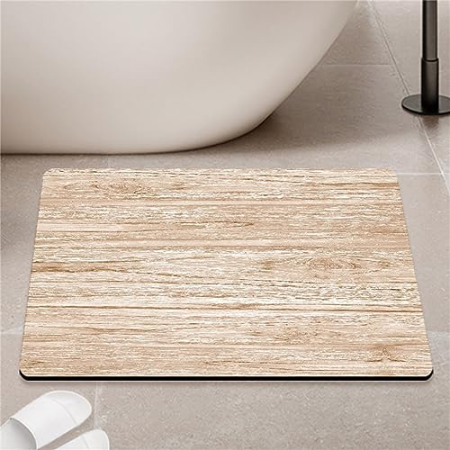 Tapis de Bain en Pierre de diatomite antidérapant Tapis de Sol à séchage Rapide Planche de Bois Texture Tapis de Douche à diatomées Douche extérieure Tapis de Bain absorbants
