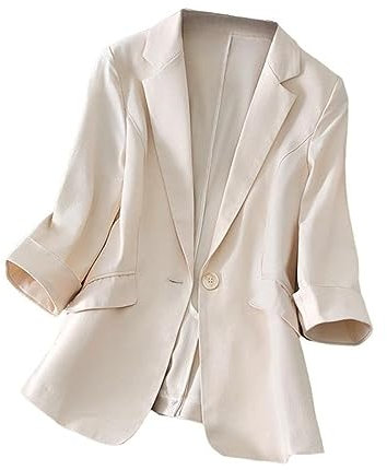 Blaser Jacke Damen,Damen Blazer Mit 3 Oder 4 Ärmeln, Gekerbtem Revers, Lässiger Cardigan Mit Offener Vorderseite, Blau, Einfarbiger Rückenschlitz, Schmale Passform, Oberteil, Arbeitsanzug, Jacken
