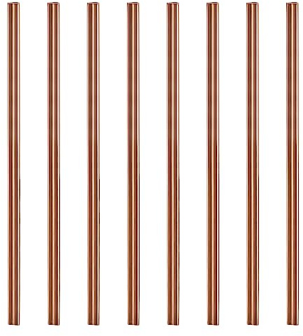 sourcing map 8pcs Réutilisable Métal Pailles 8.5 Inox Acier Paille Rose Or | Cœur Forme, pour Boire Lait-frappé, Froid Boisson