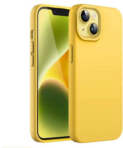 JETech Silikon Hülle für iPhone 14, Gelb | Seidig Weiches Gefühl, Stoßschutz, Kratzfest, Mikrofaser-Innenfutter