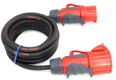 CEE Starkstromkabel (1,5m-50m) 32A Verlängerungskabel Titanex H07RN-F 5x4mm² mit PCE Grip Stecker und Kupplung, Business-Line von Event-Kabel (50 Meter)
