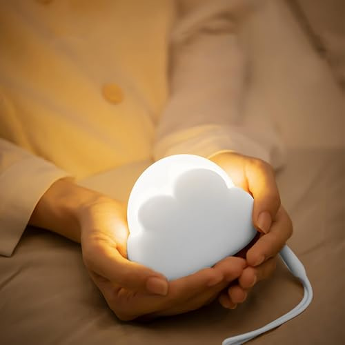 Adiwo LED Nachtlicht, Dimmbar Kinder Nachtlicht Wiederaufladbares Wolkenform Nachtlicht Baby für Schlafzimmer USB Aufladbar Mobile Led Nachtlichtlampe für Kinder als Geschenk zum Einschlafen Weiß