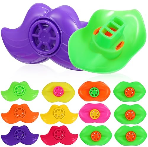 SAFIGLE 20 Pièces Sifflets Enfants Lèvres Moustaches Créateurs De Bruit Fête Anniversaire Sacs Cadeaux Jouets Amusants Plastique 2.5X1.3X1 Pouces