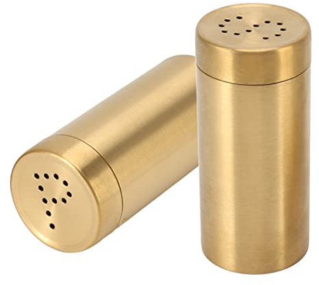 Goldenes Gewürzglas, 2 Stück, Edelstahl-Gewürzstreuer, für Salz, Zucker, Pfeffer, Paprika, Leicht zu Reinigen, Küchenzubehör