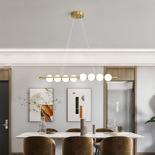 Wylolik 20 W LED-Pendelleuchte, H65, Kupfer-Pendelleuchte, kreativer Multi-Kugel-Kronleuchter, Acryl-Lampenschirm, Hängelampe, 85 cm Lange Tischaufhängung, Beleuchtung für Kücheninsel, Balkon