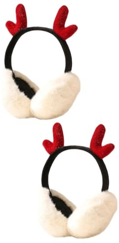 GALPADA 2 Stück Weihnachts Ohrenschützer Zusammenklappbar Damen Ohrabdeckung Geweih Ohrenschützer Winter Winter Geweih Ohrenwärmer Plüsch