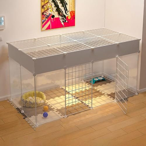 CHEMYO Hundekäfig – Hundelaufstall, Hundegehege, Kaninchenkäfig, Hasenkäfig, DIY-Kleintierkäfig, tragbarer Drahtzaun für kleine Tiere, Welpen, Kätzchen und Kaninchen, Hofzaun für den Innen-/Außenbe