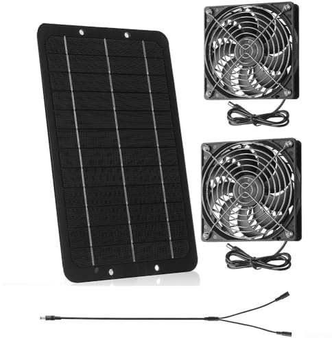 HpLive 40W Solar Ventilator, 12V Solarbetriebener Abluftventilator Doppellüfter für Tierhäuser, Hühnerställe, Wohnmobile