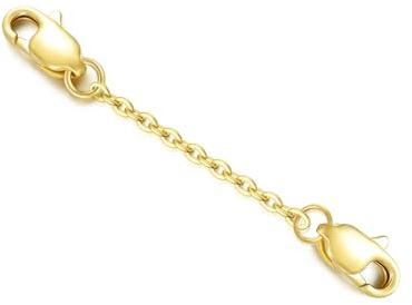 10K Yellow Gold 1/2/3 Necklace Extender Chain with Double Clasps, 10K Gold Necklace Extender Bracelet Anklet Extension Chain, Bracelet Extender 10K Gold (Style 2, 2inch)