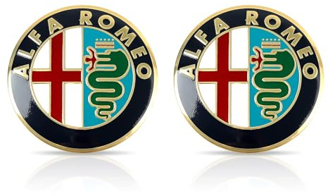 Auto Emblèmes pour Alfa Romeo Giulietta Spider Mito 147 156 159 166 GT Stelvio Giulia Dorato,74 mm,Logo Insigne Emblème Autocollant Décalcomanies D'insigne Capot Décoratif Badge Tronc Logo
