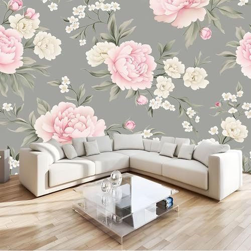 Moda Art Papel Tapiz Tradicional Con Motivos Florales Peonía Arte 3D Mural De Papel Pintado 350x256 cm Fotomural Decoración De Papel Tapiz Fondo de Pared de Tv de Fotografía