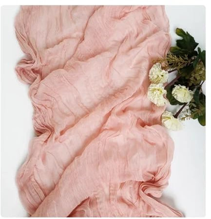 OZLCUA Runner da tavola in Garza Blue Cheesecloth Table Runner 4 Pack Vintage Rustic Gauze Table Runner Decoration for St Patrick's Day Easter Wedding Lavabile Tablerunner(Orange Pink,4pcs 90X400cm)