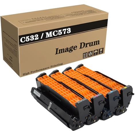 UEKSLL C532 46484104 46484103 46484102 46484101 Image Drum Replacement Compatible for OKI C532dn C542dn MC573dn MC563dn Printer, High Yield 30,000 Pages 4Color