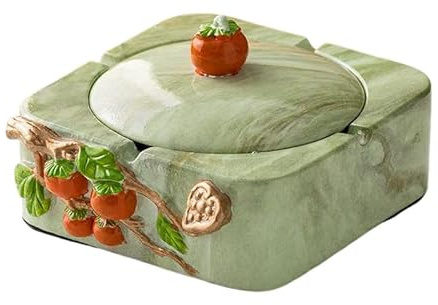 Lawaia Aschenbecher Taschenaschenbecher für Draussen mit Deckel Aschenbecher Outdoor Groß Ashtray Gluttöter Aschenbecher Keramik Dekoration (grün)