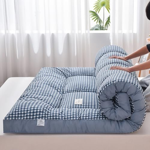 YOUGANG Japanische Futon-Matratze, Polyester, Doppelbett, mittelfest, Blau, 100 x 200 cm